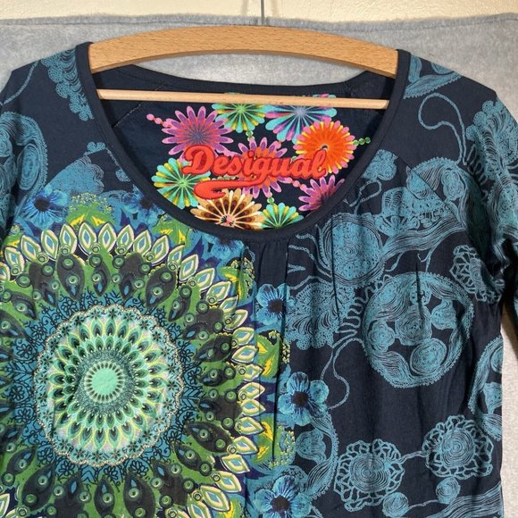 Designual Dress XL Multi Color Mandala Fit Flare Artsy Bohemian La Vida Es Chula - Picture 3 of 16